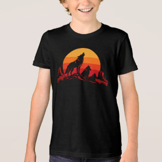 Kojotenfamilie Sonnenuntergang - Amerikanische wes Tri-Blend Shirt