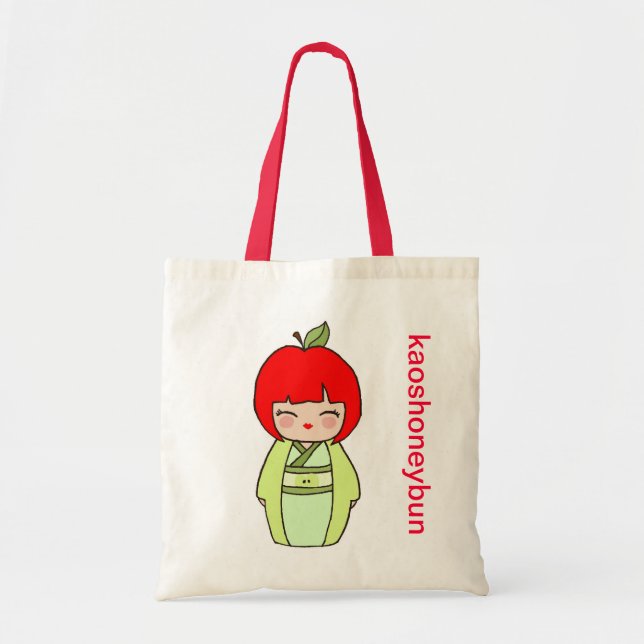 Kokeshi Apple Taschen-Tasche Tragetasche (Vorne)