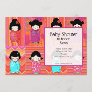 Kokeshi Doll Baby Shower Einladung