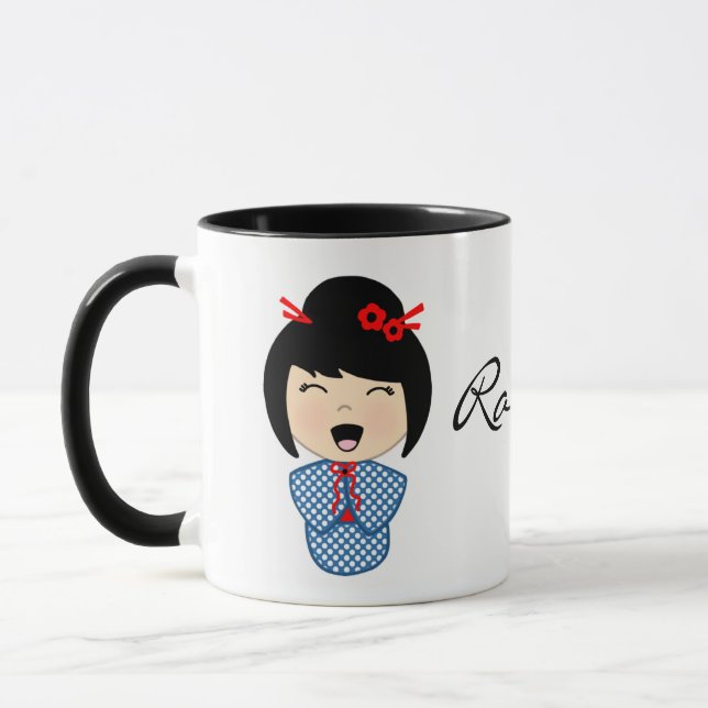Kokeshi Doll Black 11 oz Combo Tasse (Links)