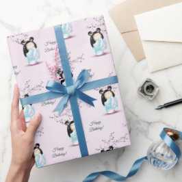 Kokeshi Doll Cherry Blossom | Geburtstag eines Mäd Geschenkpapier