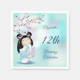 Kokeshi Doll Cherry Blossom | Geburtstag eines Mäd Serviette