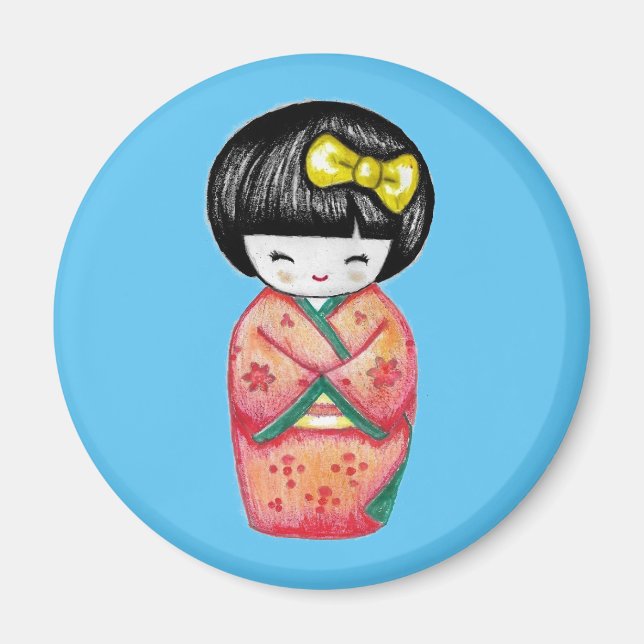 Kokeshi Doll - Kimono Geisha Girl  Magnet (Vorne)