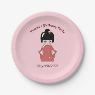Kokeshi Doll - personalisierter Geburtstag Pappteller