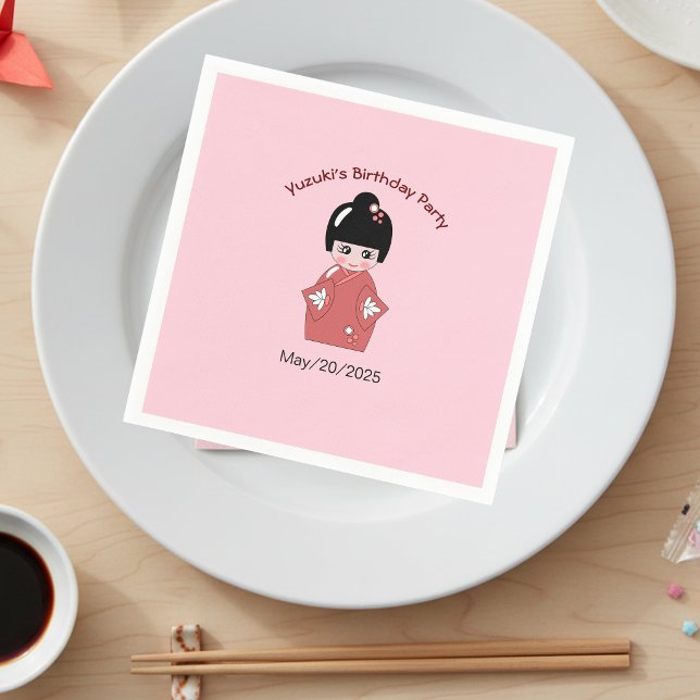Kokeshi Doll - personalisierter Geburtstag Serviette (Von Creator hochgeladen)