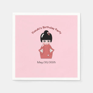 Kokeshi Doll - personalisierter Geburtstag Serviette