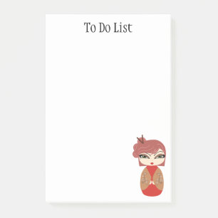Kokeshi Doll Red 3" x 3" Post-it® Notes Post-it Klebezettel