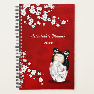 Kokeshi Doll Red White Cherry Blossom Ihr Name  Planer