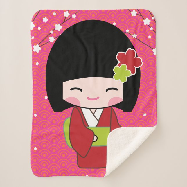 Kokeshi Doll sherpa baby Blanket Sherpadecke (Vorderseite)