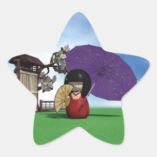 Kokeshi Doll Stern-Aufkleber