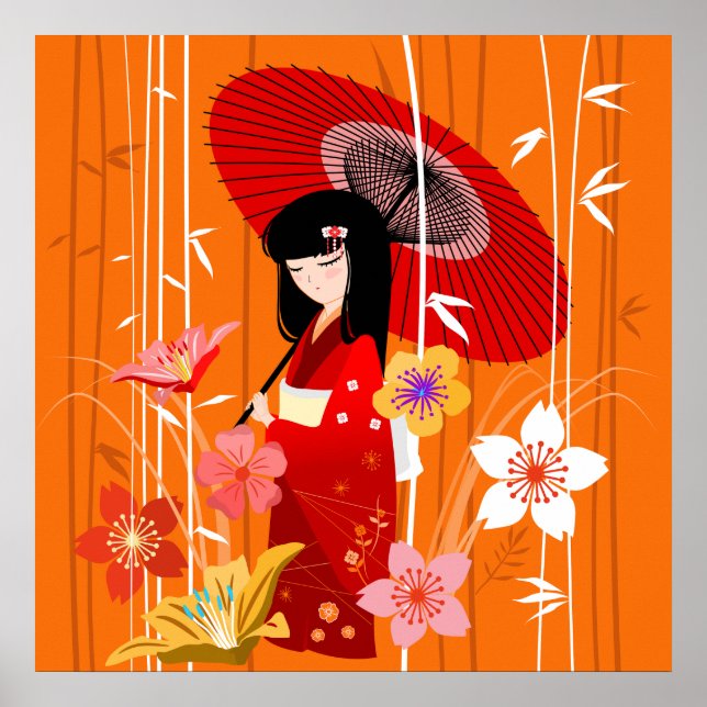 Kokeshi Doll Zen Garden Poster (Vorne)