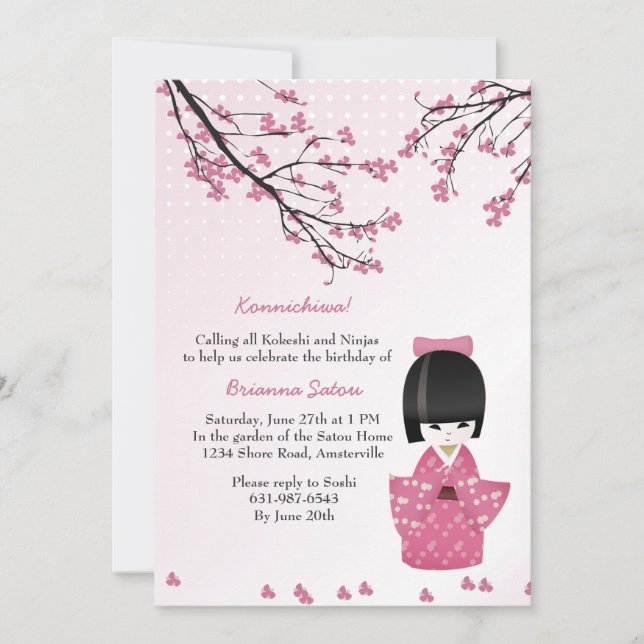 Kokeshi Einladung (Vorderseite)