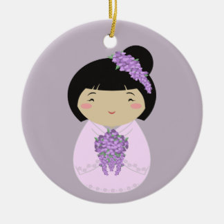 Kokeshi Glyzinie-Braut Keramik Ornament