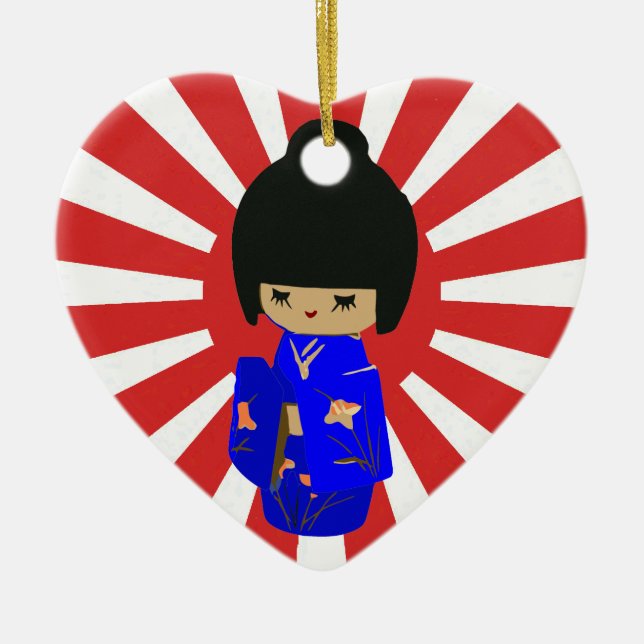 Kokeshi kawaii kundengerechte keramikornament (Vorne)