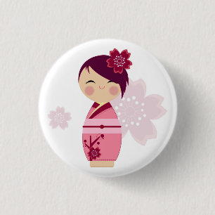Kokeshi Kirschblüte Button