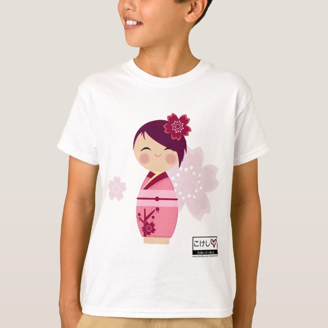 Kokeshi Kirschblüte das T-Shirt Kinder (Vorderseite)