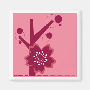 Kokeshi Kirschblüte Kimono-Entwurf Magnet