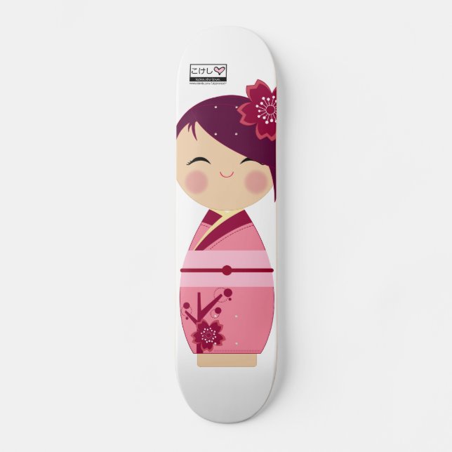 Kokeshi Kirschblüte Sk8board Skateboard (Vorderseite)