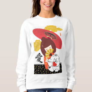KOKESHI LIEBE Chow-Hund Furoshiki Valentinstag Sweatshirt