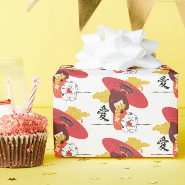 KOKESHI LIEBE  Chow Valentinstag  Geschenkpapier (Von Creator hochgeladen)