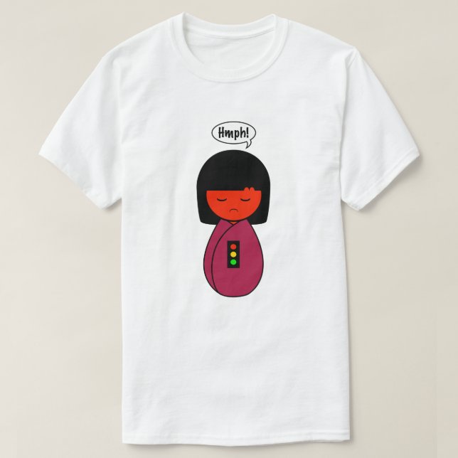 Kokeshi Mädchen Hmph! T-Shirt (Design vorne)