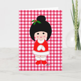 Kokeshi Mädchen-Weihnachten Feiertagskarte