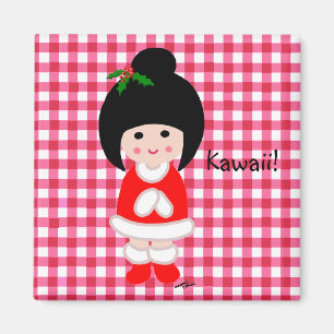 Kokeshi Mädchen-Weihnachten Magnet