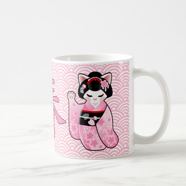 Kokeshi Maneki Neko japanische glückliche Katze Kaffeetasse (Rechts)
