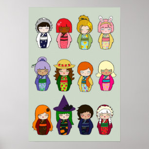 Kokeshi Monate Poster