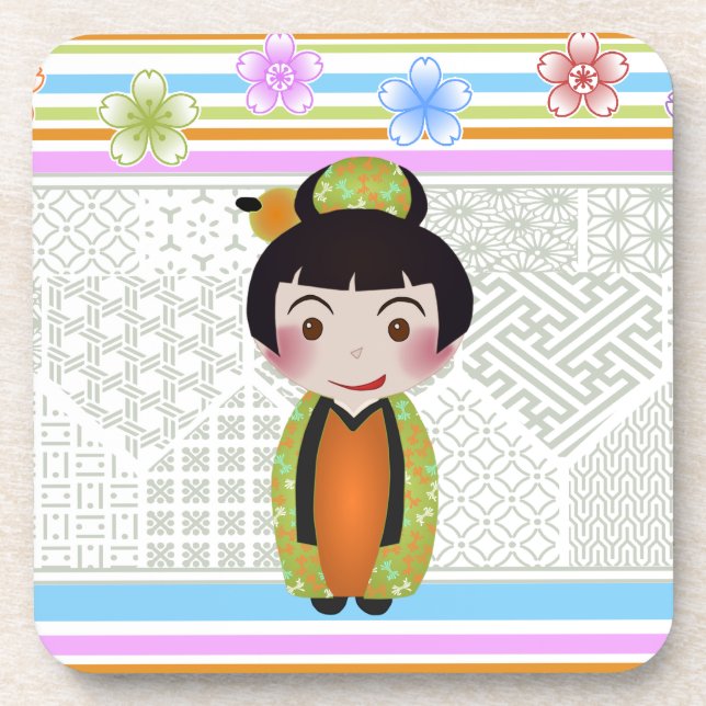 Kokeshi noshi getränkeuntersetzer (Vorderseite)