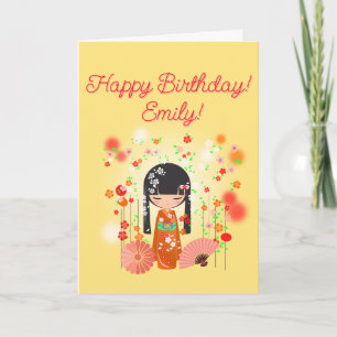 Kokeshi-Puppe Alles Gute zum Geburtstag Karte