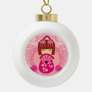 Kokeshi Puppe Dekoration Keramik Kugel-Ornament