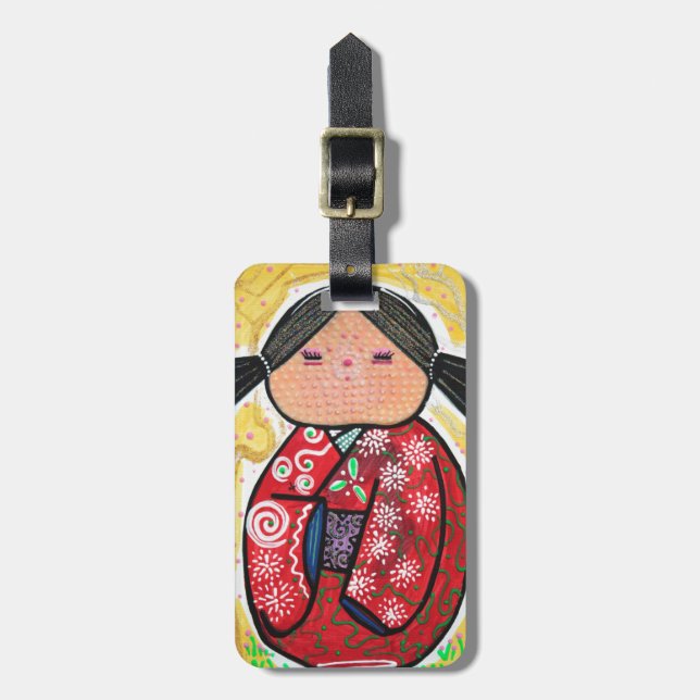 Kokeshi Puppe Gepäckanhänger (Vorderseite vertikal)