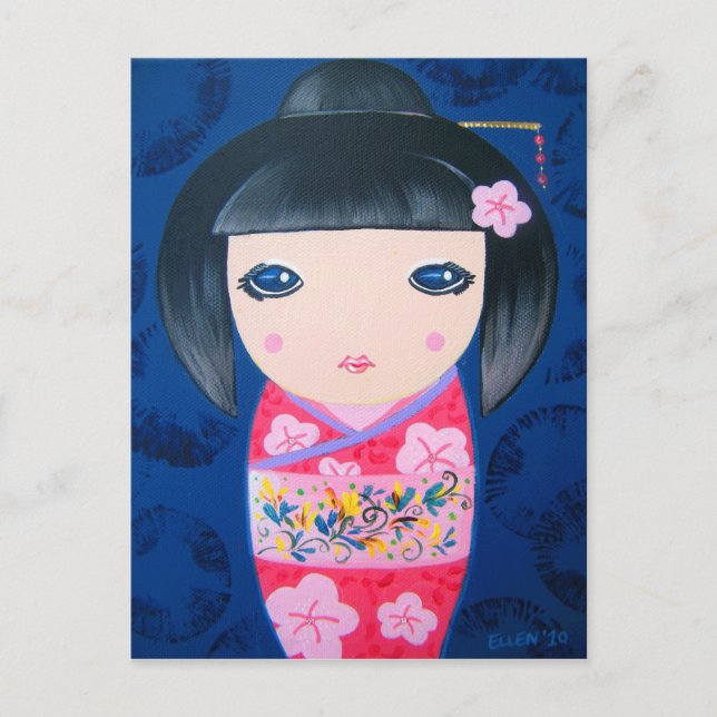 Kokeshi Puppe - Harumi Postkarte (Vorderseite)
