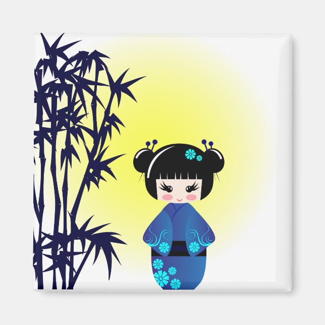 Kokeshi-Puppe und Bambus Magnet (Vorne)