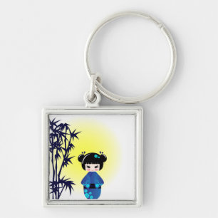 Kokeshi Puppe und Bambus Schlüsselanhänger