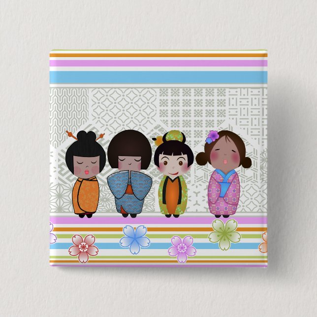 Kokeshi Puppen Button (Vorderseite)