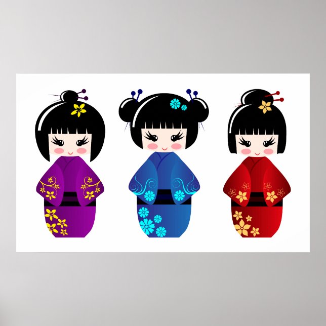 Kokeshi-Puppen-Poster Poster (Vorne)