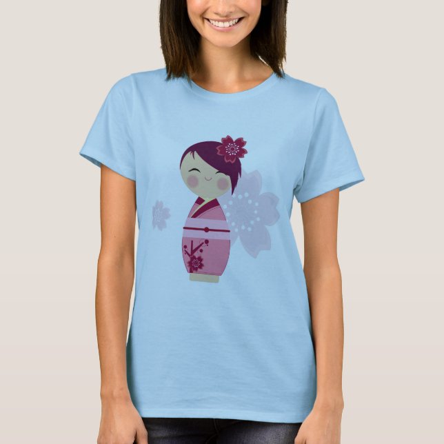 Kokeshi Sakura Ringer T-Shirt (Vorderseite)