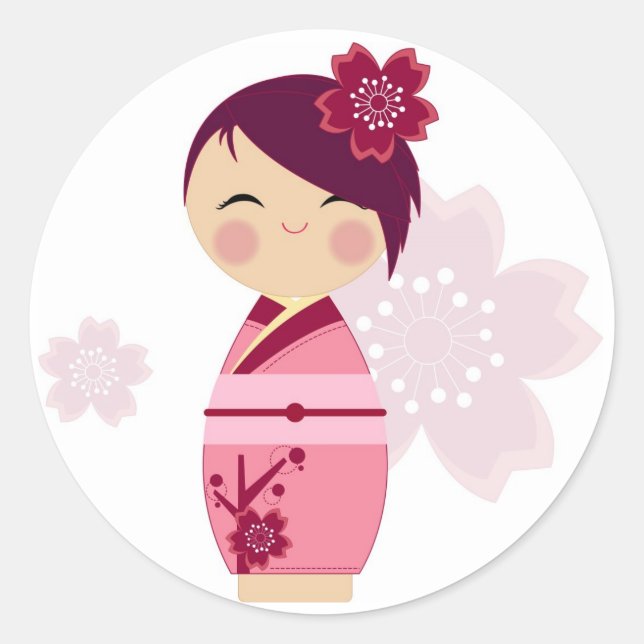 Kokeshi Sakura Sticker (Vorderseite)