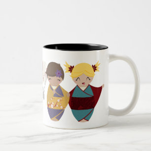 Kokeshi Schwester-Tasse Zweifarbige Tasse