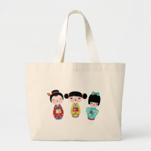 kokeshi Trio Jumbo Stoffbeutel