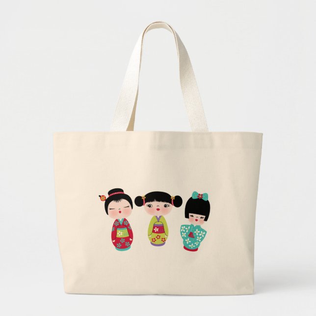 kokeshi Trio Jumbo Stoffbeutel (Vorne)
