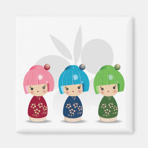 Kokeshi Triplets Magnet