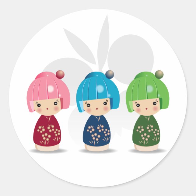 Kokeshi Triplets Sticker (Vorderseite)