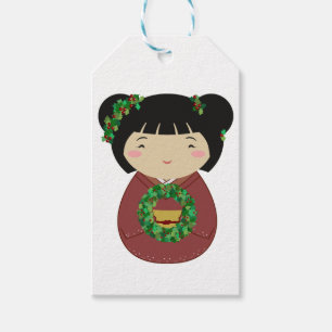 Kokeshi WeihnachtsKranz Geschenkanhänger