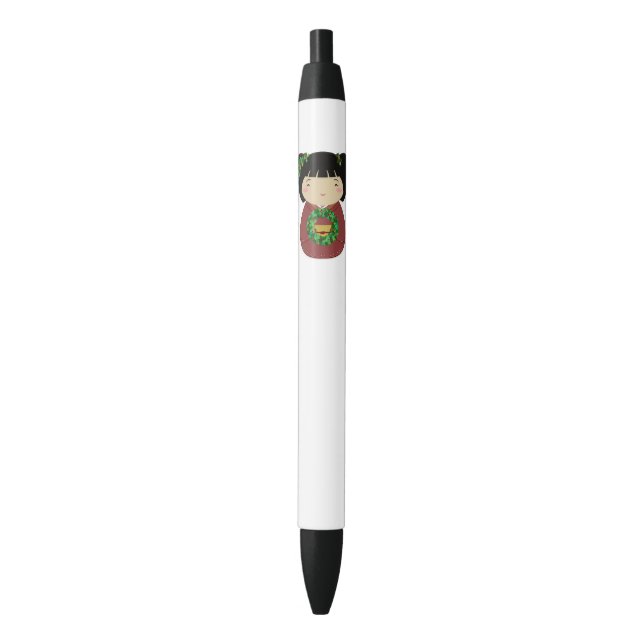 Kokeshi WeihnachtsKranz Kugelschreiber (Vorderseite Vertikal)