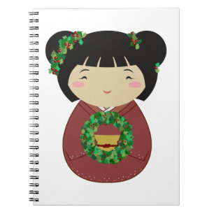 Kokeshi WeihnachtsKranz Notizblock