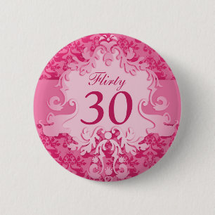"Kokett 30" Damast Elefant rosa Taste/Abzeichen Button