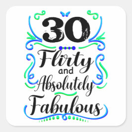 Kokett Absolut fabelhaft Vintag 30. Geburtstag Quadratischer Aufkleber